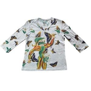 Salvador Dali’ Museum 3/4 Sleeve Surrealism Art To Wear Top Shirt Size Small